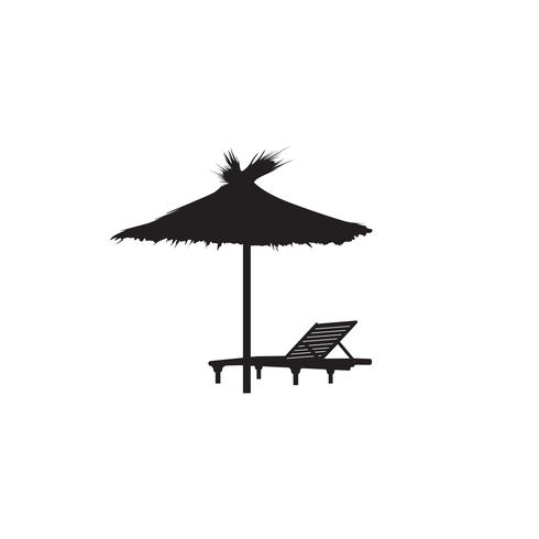 Chaise longue parasol été plage vacances symbole symbole. vecteur