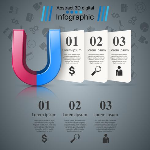 Icône réaliste d&#39;aimant. Infographie de l&#39;entreprise. vecteur