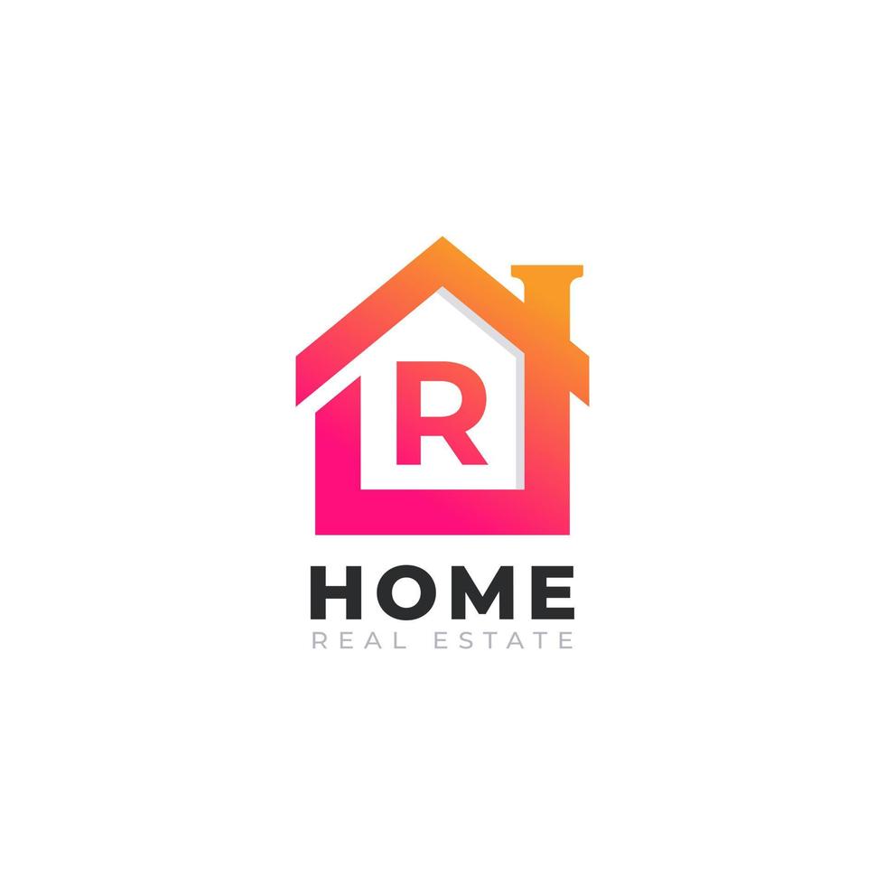 création de logo de maison initiale lettre r accueil. concept de logo immobilier. illustration vectorielle vecteur