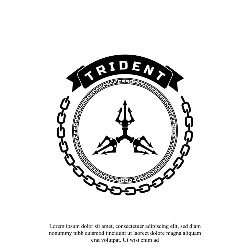 classique vintage trident neptune dieu poséidon triton roi lance logo icône modèle de conception vecteur
