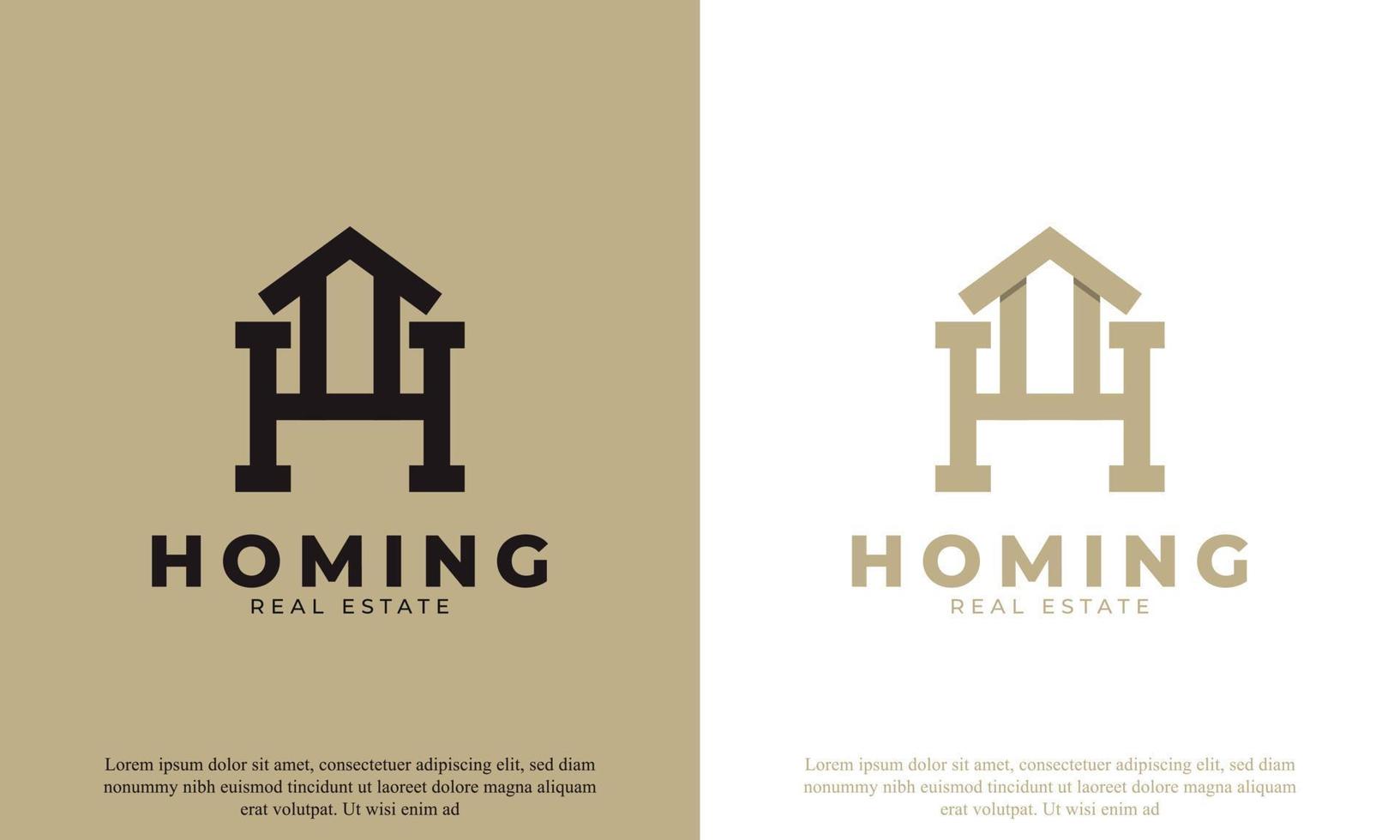 lettre initiale h avec l'icône de la maison pour l'élément de modèle de conception de logo de propriété immobilière vecteur