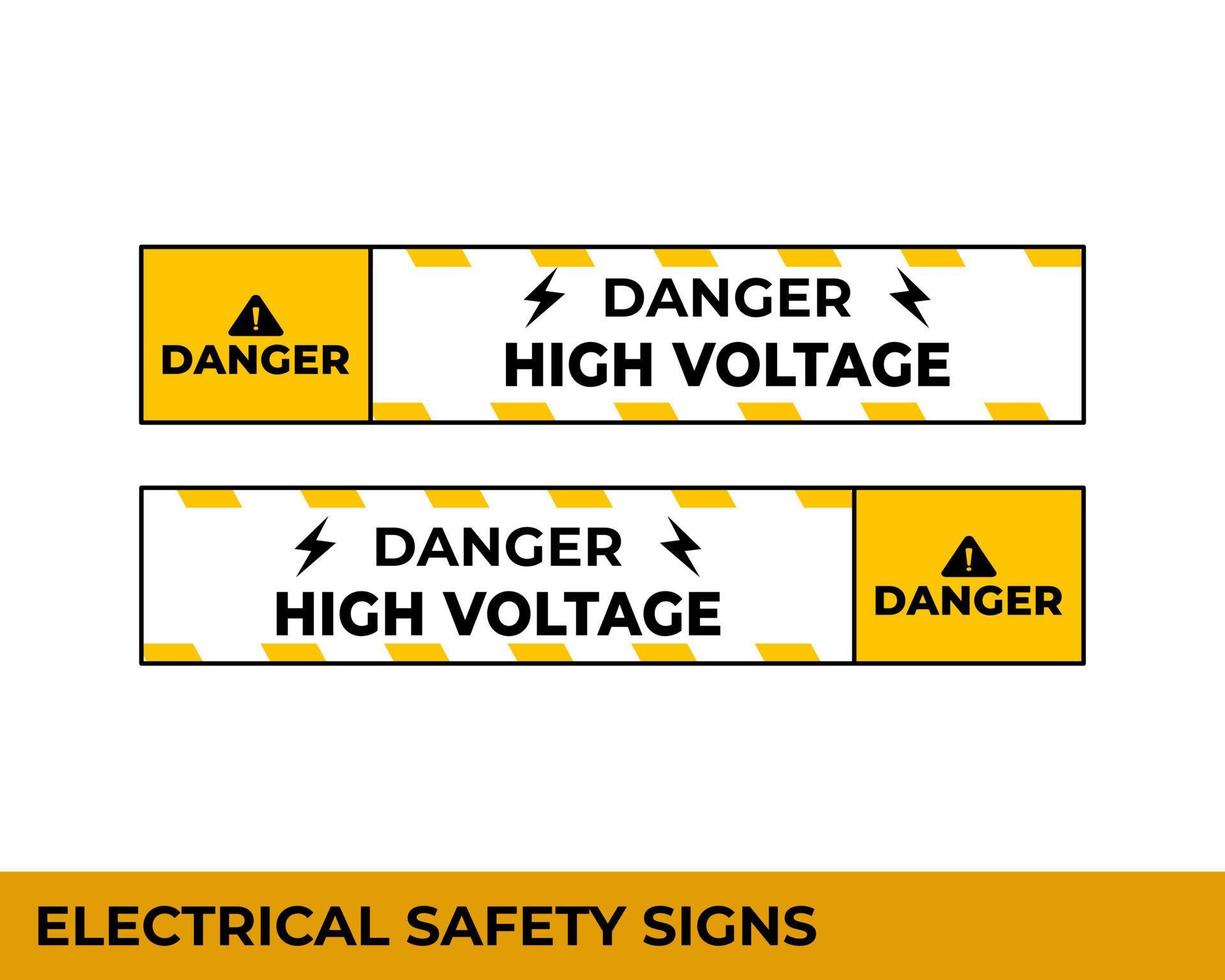 panneaux de danger haute tension avec message d'avertissement pour les zones industrielles, modèles de conception faciles à utiliser et à imprimer vecteur