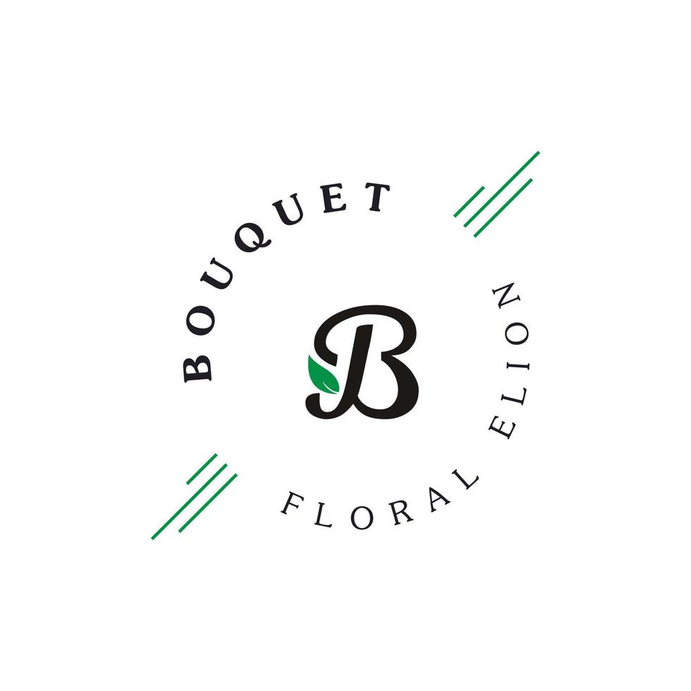 lettre initiale b et feuille pour l'inspiration de conception de logo de bouquet vintage vecteur