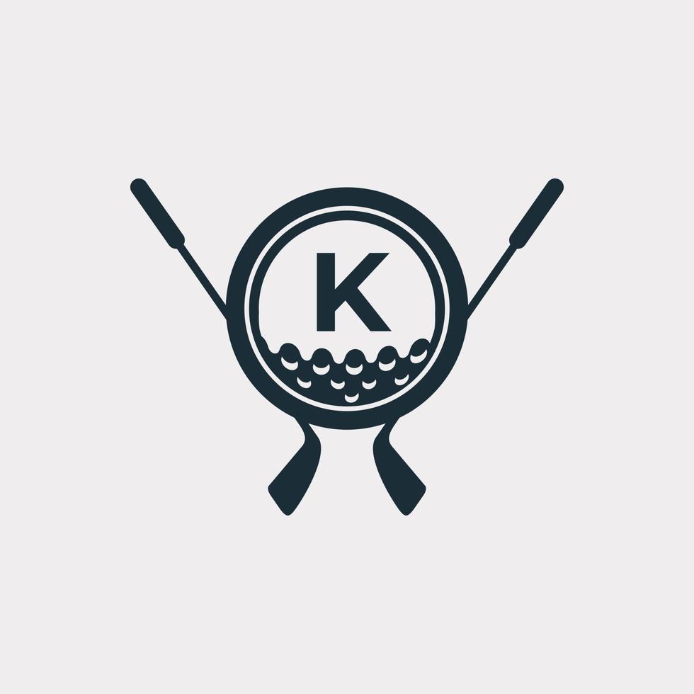 logo de sport de golf. lettre k pour le modèle vectoriel de conception de logo de golf. vecteur eps10