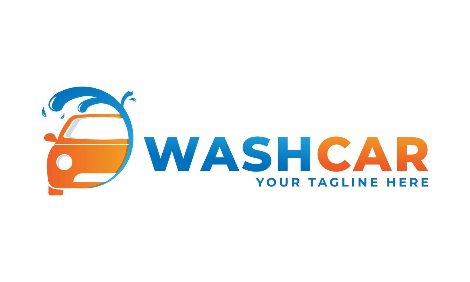 lavage de voiture logo avec éclaboussures d'eau, voiture de nettoyage, lavage et création de logo vectoriel de service.