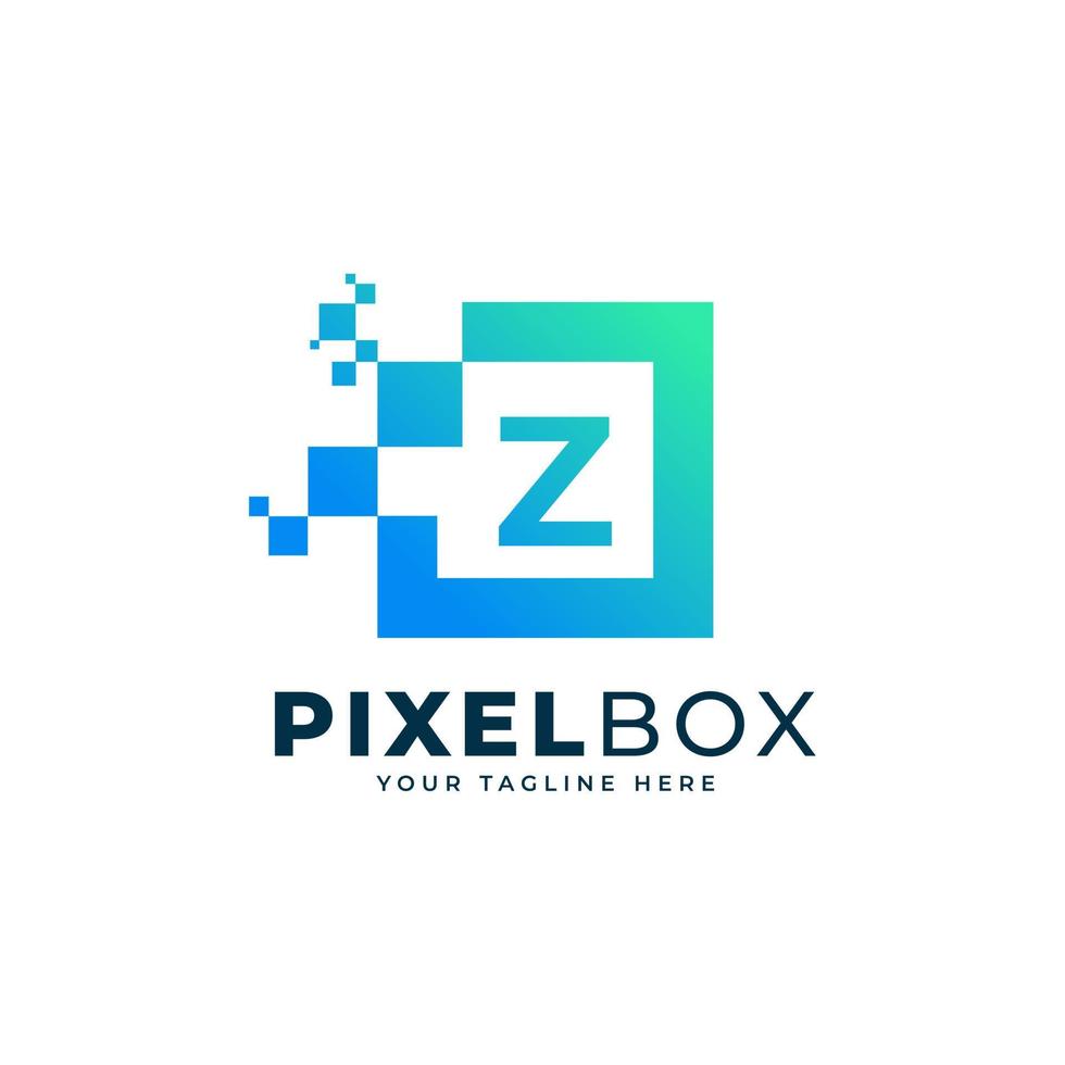 création de logo pixel numérique lettre initiale z. forme géométrique avec des points de pixel carrés. utilisable pour les logos commerciaux et technologiques vecteur