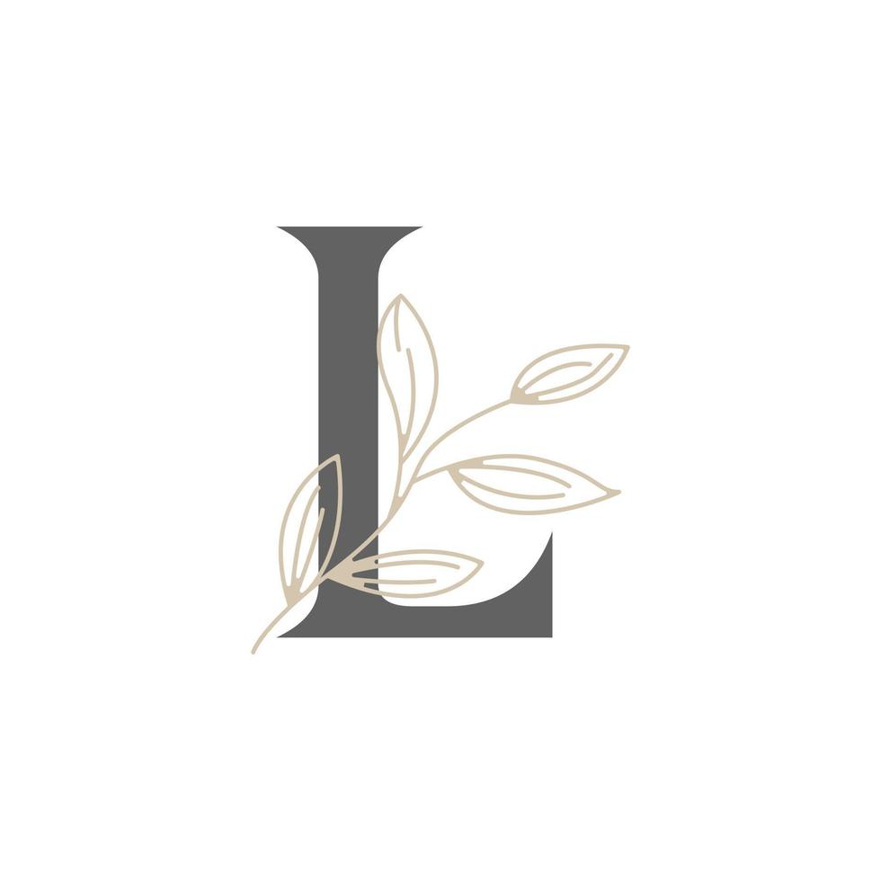 lettre initiale l logo floral et botanique. feuille de nature féminine pour symbole d'icône de salon de beauté, de massage, de cosmétiques ou de spa vecteur
