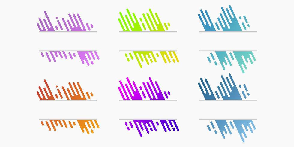 Vecteur série de banderoles en papier avec lignes arrondies dégradé dynamique