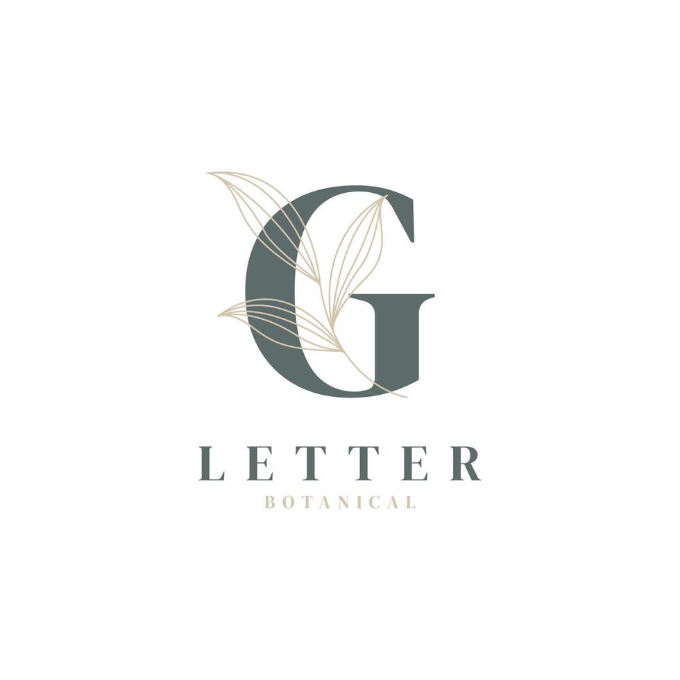 lettre initiale g logo floral et botanique. feuille de nature féminine pour symbole d'icône de salon de beauté, de massage, de cosmétiques ou de spa vecteur