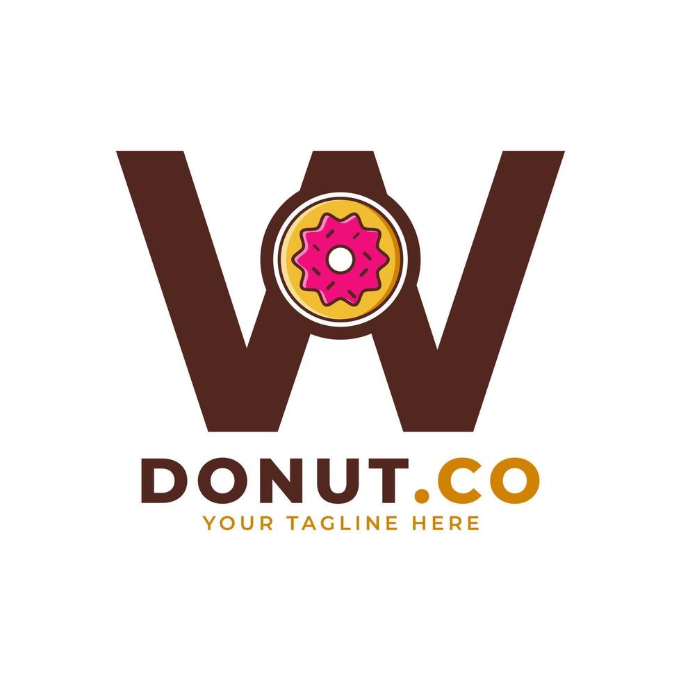 lettre initiale w création de logo de beignet sucré. logo pour cafés, restaurants, cafés, restauration. vecteur