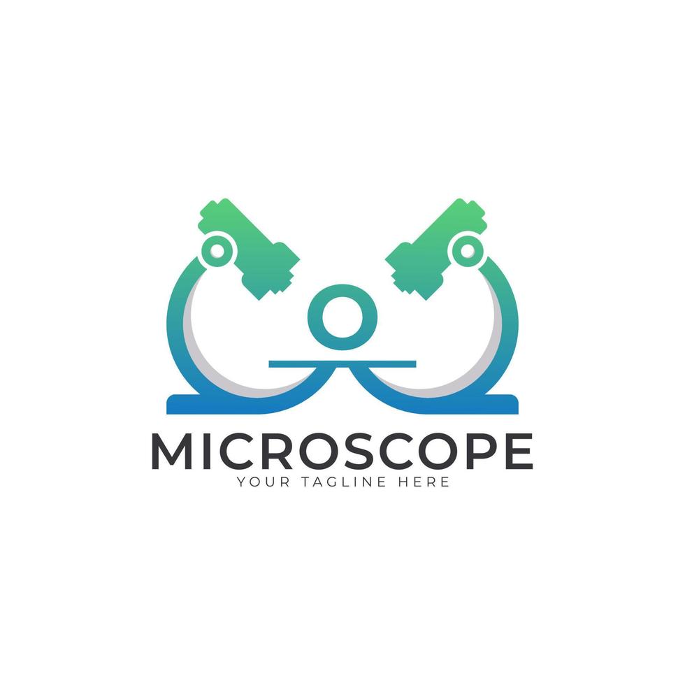 logo du laboratoire. lettre initiale o élément de modèle de conception de logo de microscope. vecteur