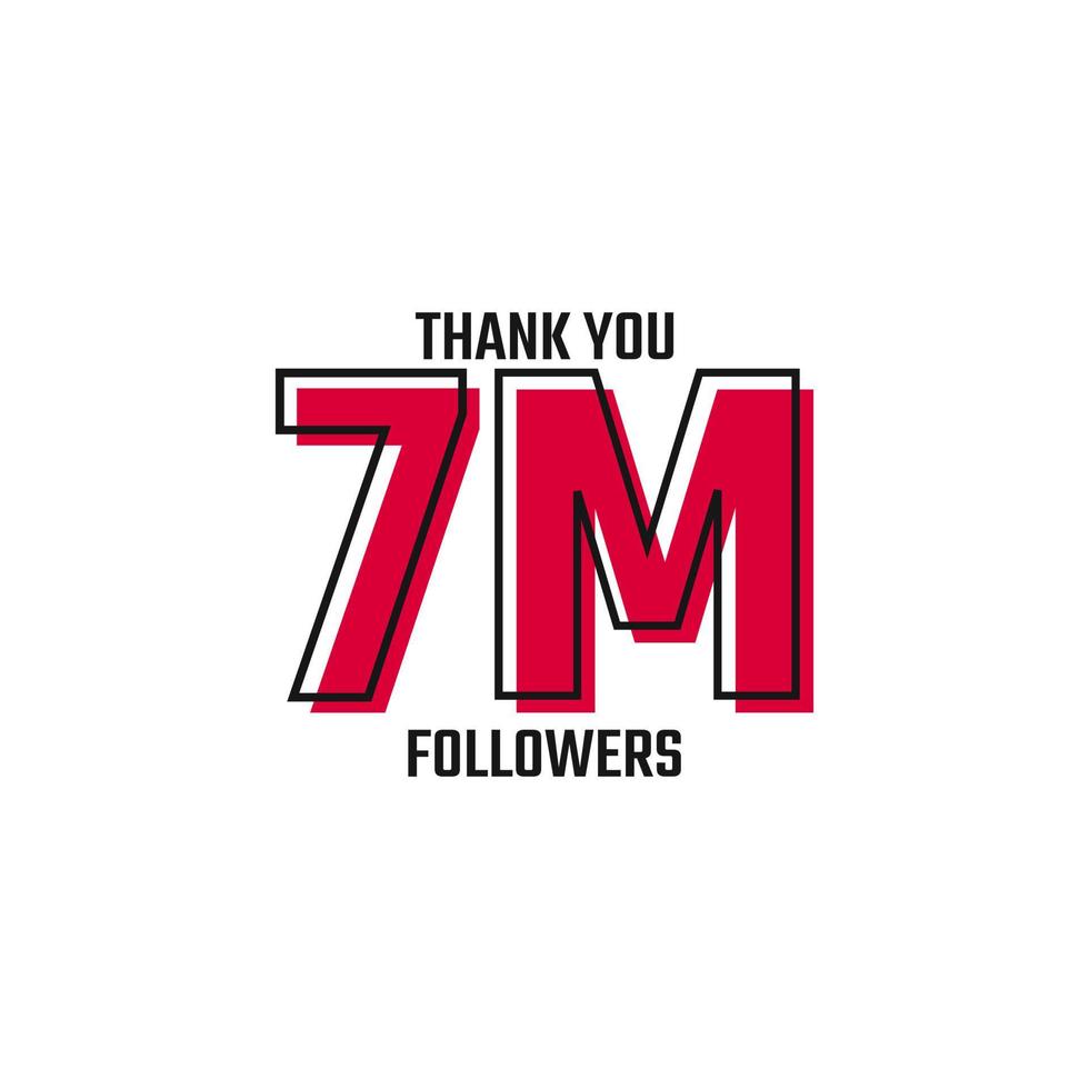 merci 7 m followers card celebration vector post modèle de médias sociaux.