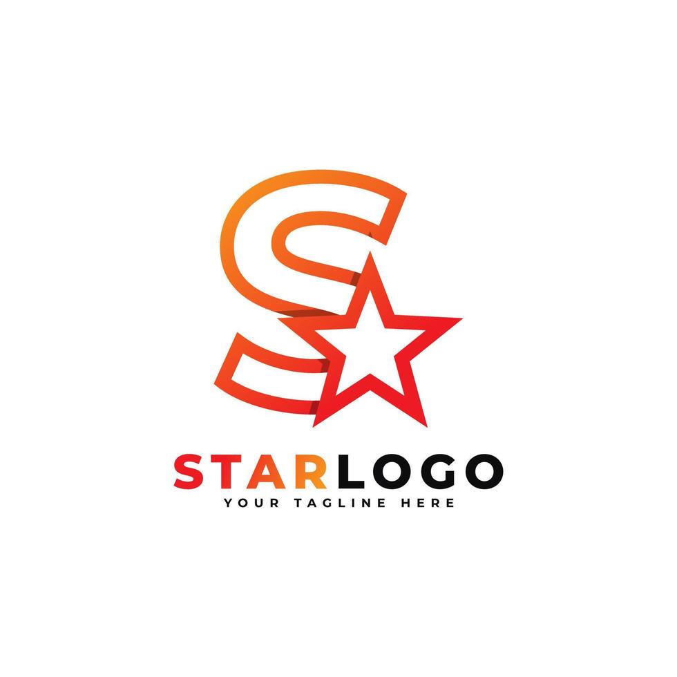 lettre s star logo style linéaire, couleur orange. utilisable pour les logos gagnants, primés et premium. vecteur