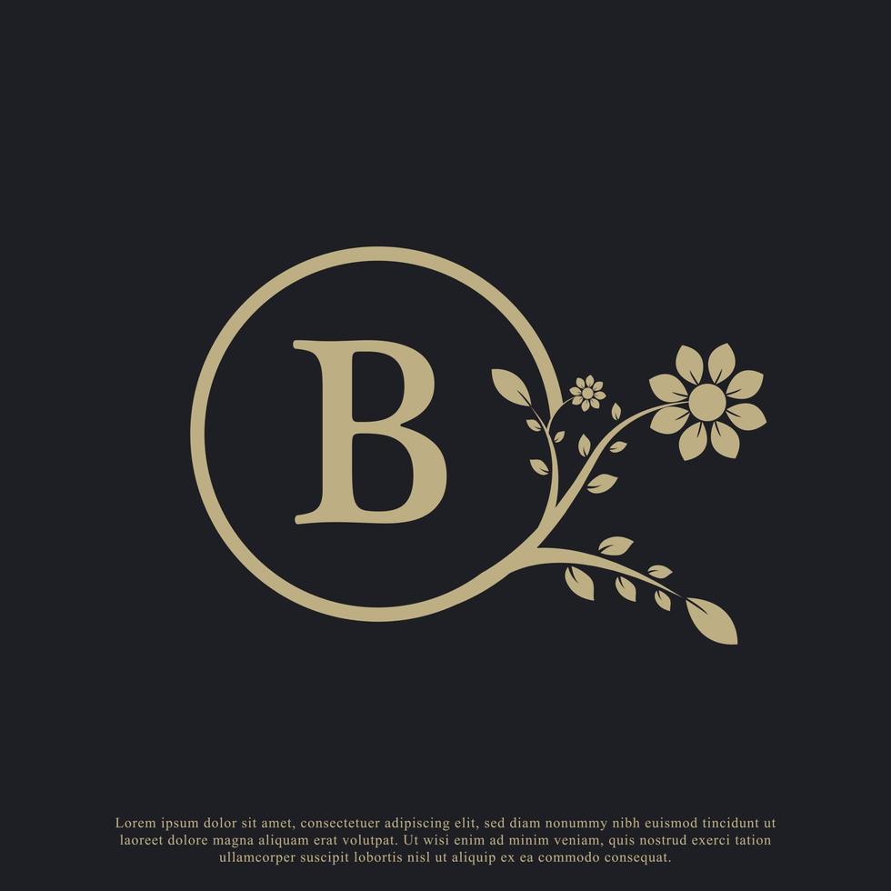 le modèle de logo de luxe monogramme lettre b circulaire s'épanouit. convient aux marques naturelles, écologiques, de bijoux, de mode, personnelles ou d'entreprise. vecteur