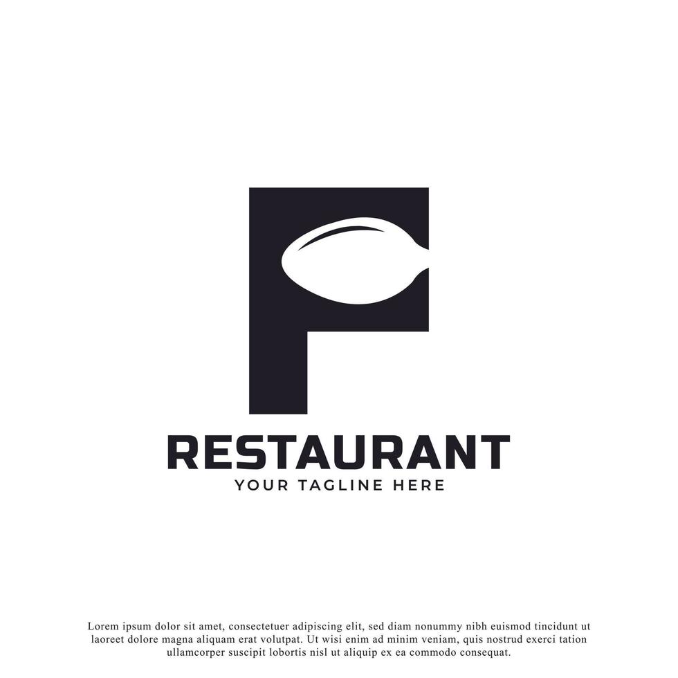 logo du restaurant. lettre initiale f avec fourchette cuillère pour modèle de conception d'icône de logo de restaurant vecteur