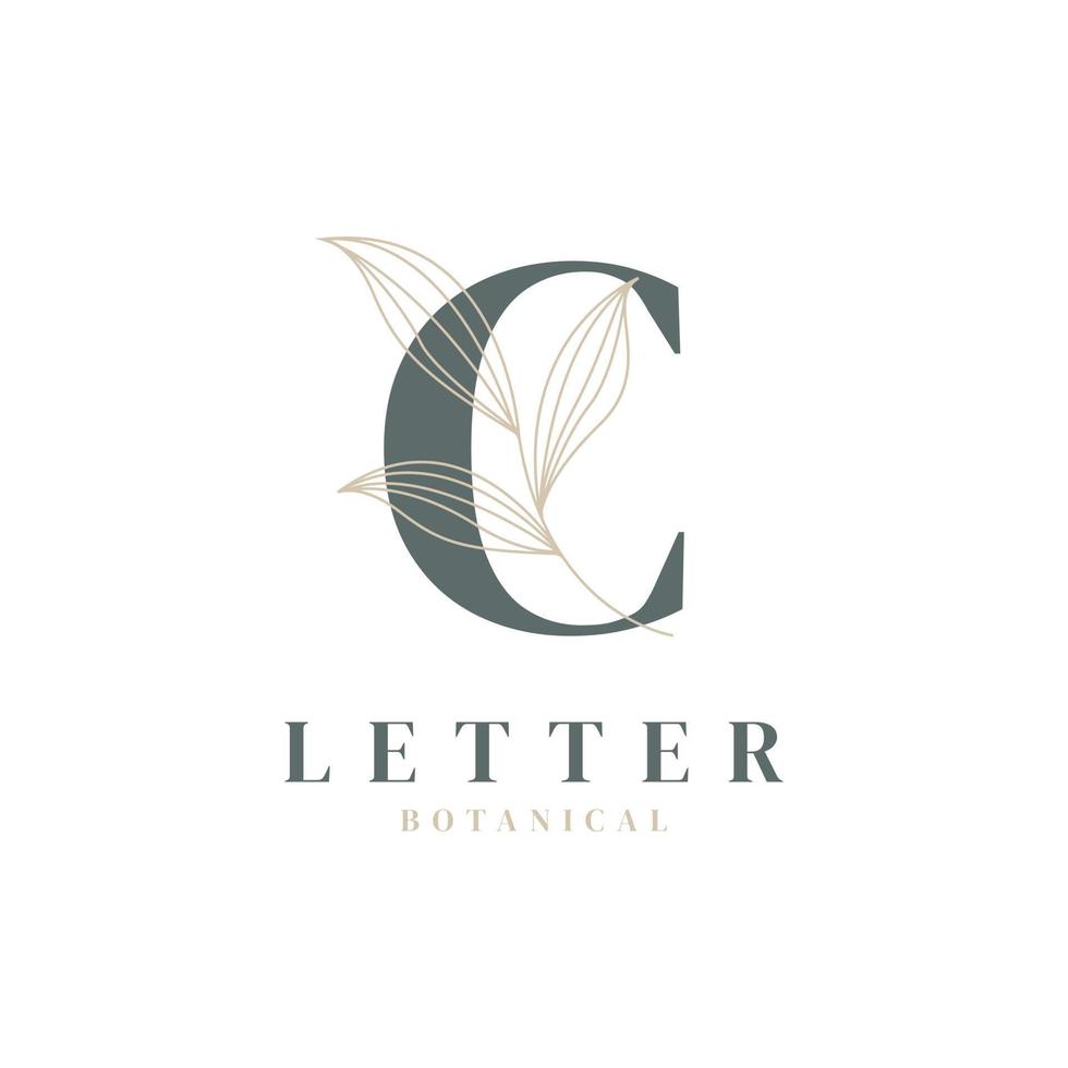 lettre initiale c logo floral et botanique. feuille de nature féminine pour symbole d'icône de salon de beauté, de massage, de cosmétiques ou de spa vecteur