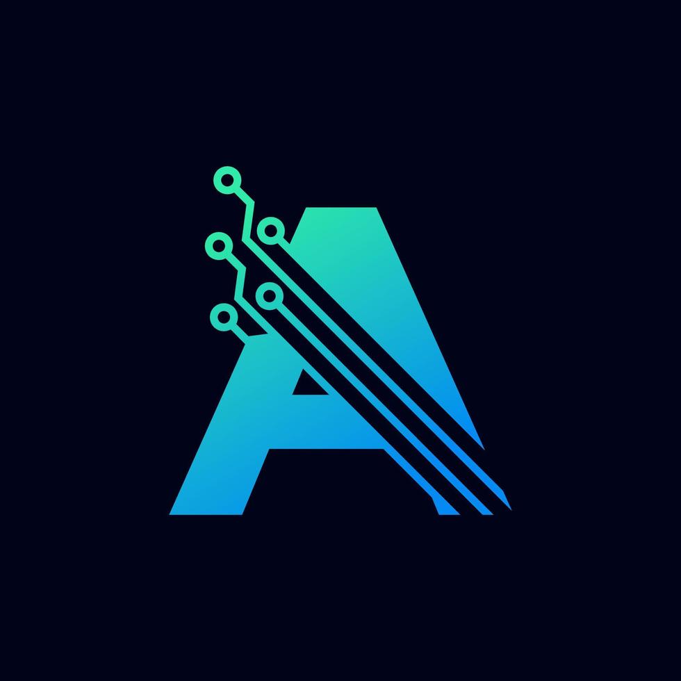 lettre technique un logo. modèle de logo vectoriel futuriste avec dégradé de couleur vert et bleu. Forme géométrique. utilisable pour les logos commerciaux et technologiques.