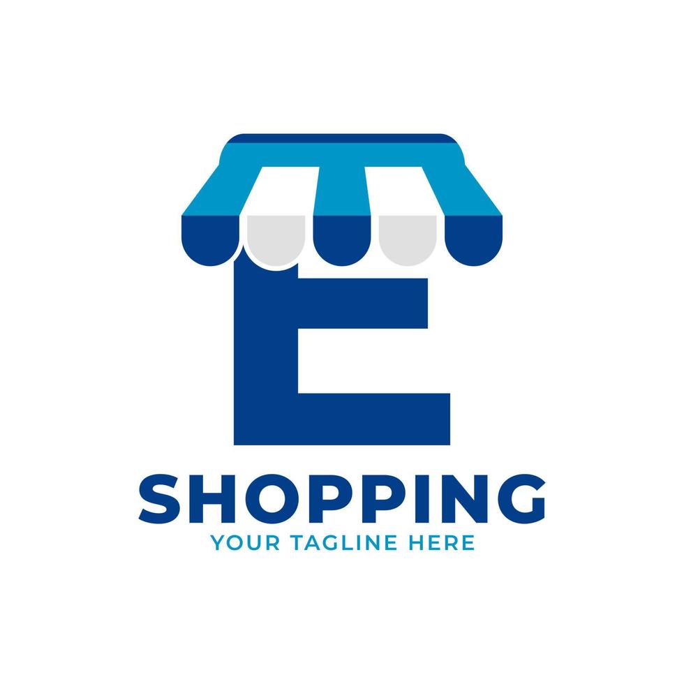 lettre initiale moderne e boutique et illustration vectorielle du logo du marché. parfait pour le commerce électronique, la vente, la réduction ou l'élément Web du magasin vecteur