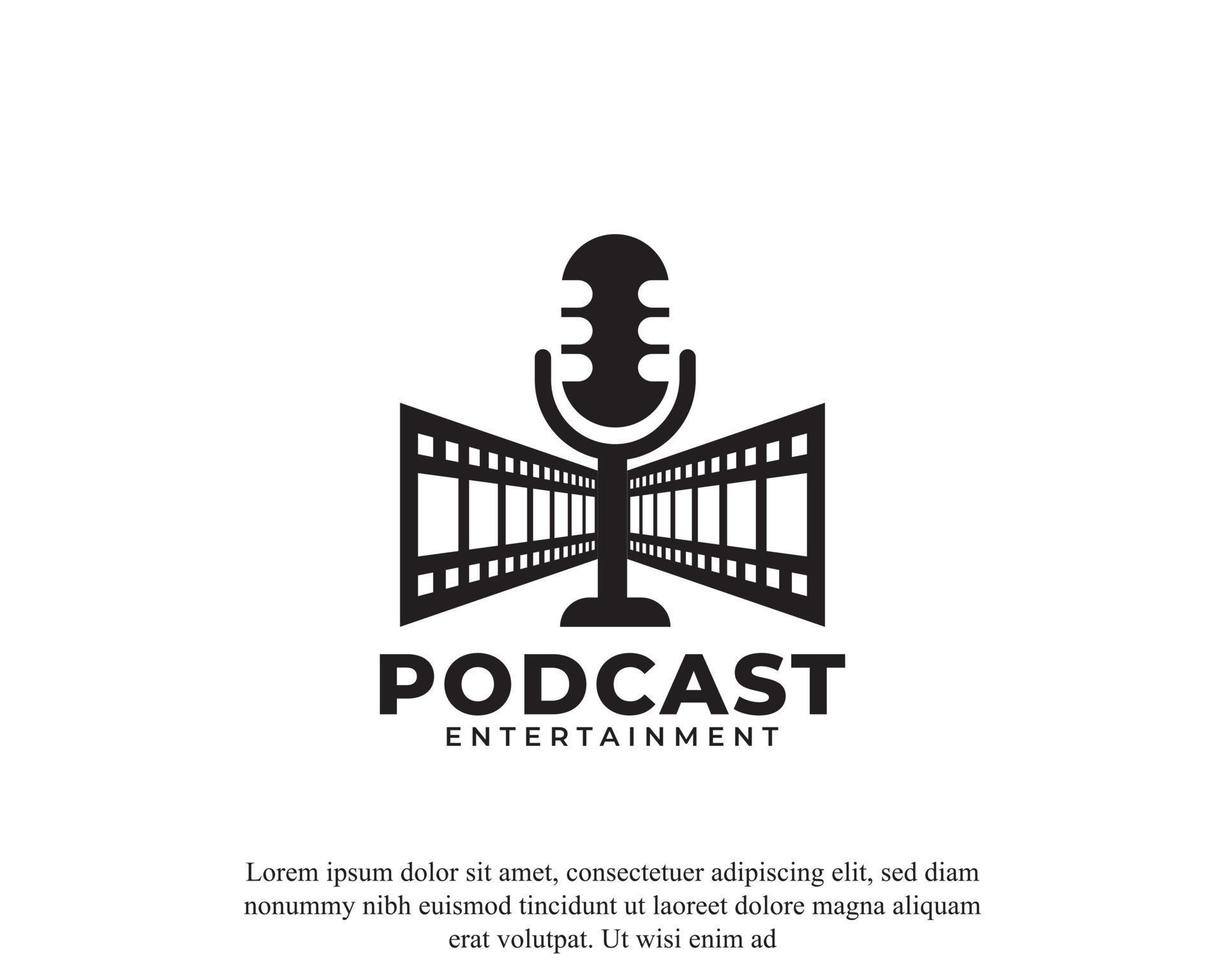 Élément de modèle de conception de logo de podcast de film de film vecteur