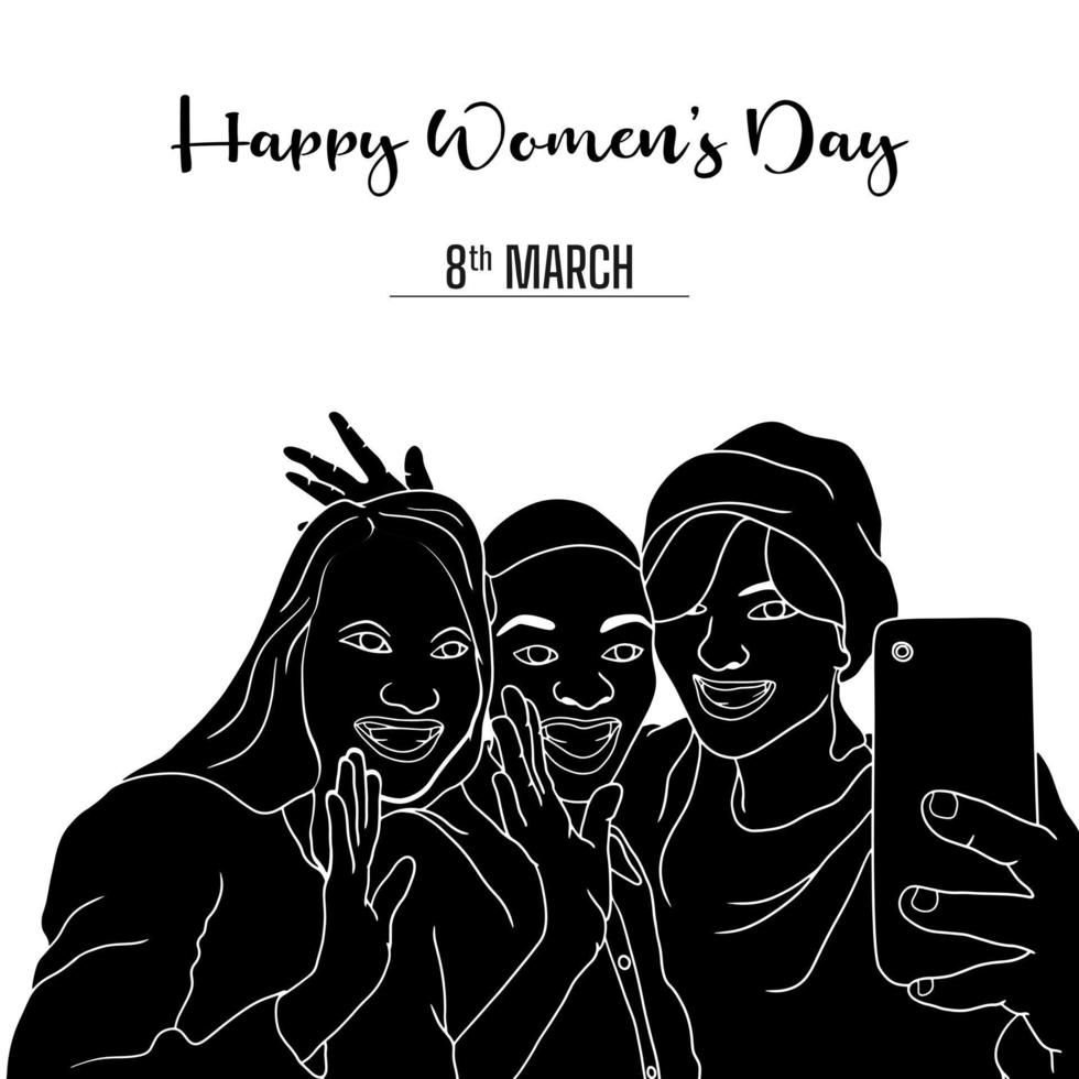 silhouette de personnage de la journée de la femme heureuse sur fond blanc. vecteur