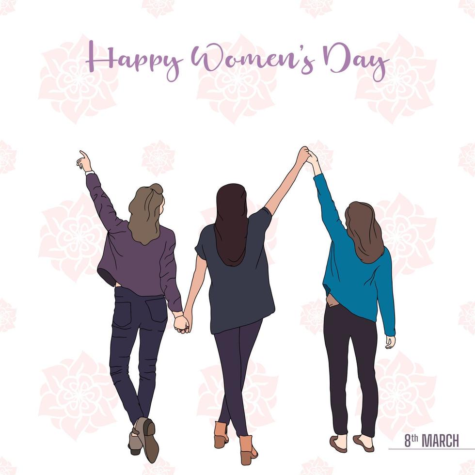 illustration vectorielle de happy womens day sur fond blanc. vecteur