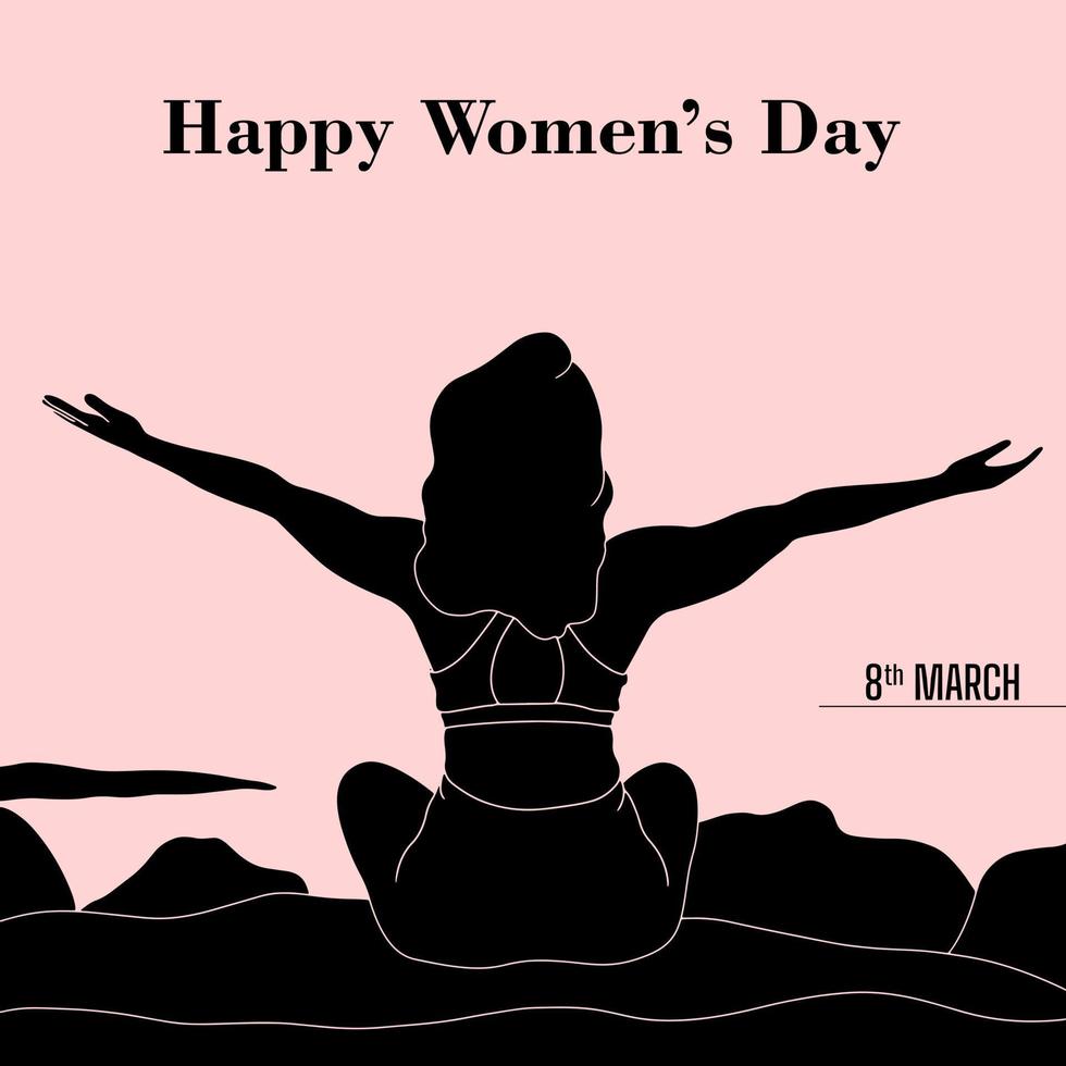 silhouette de personnage de jour de la femme heureuse sur fond blanc. vecteur