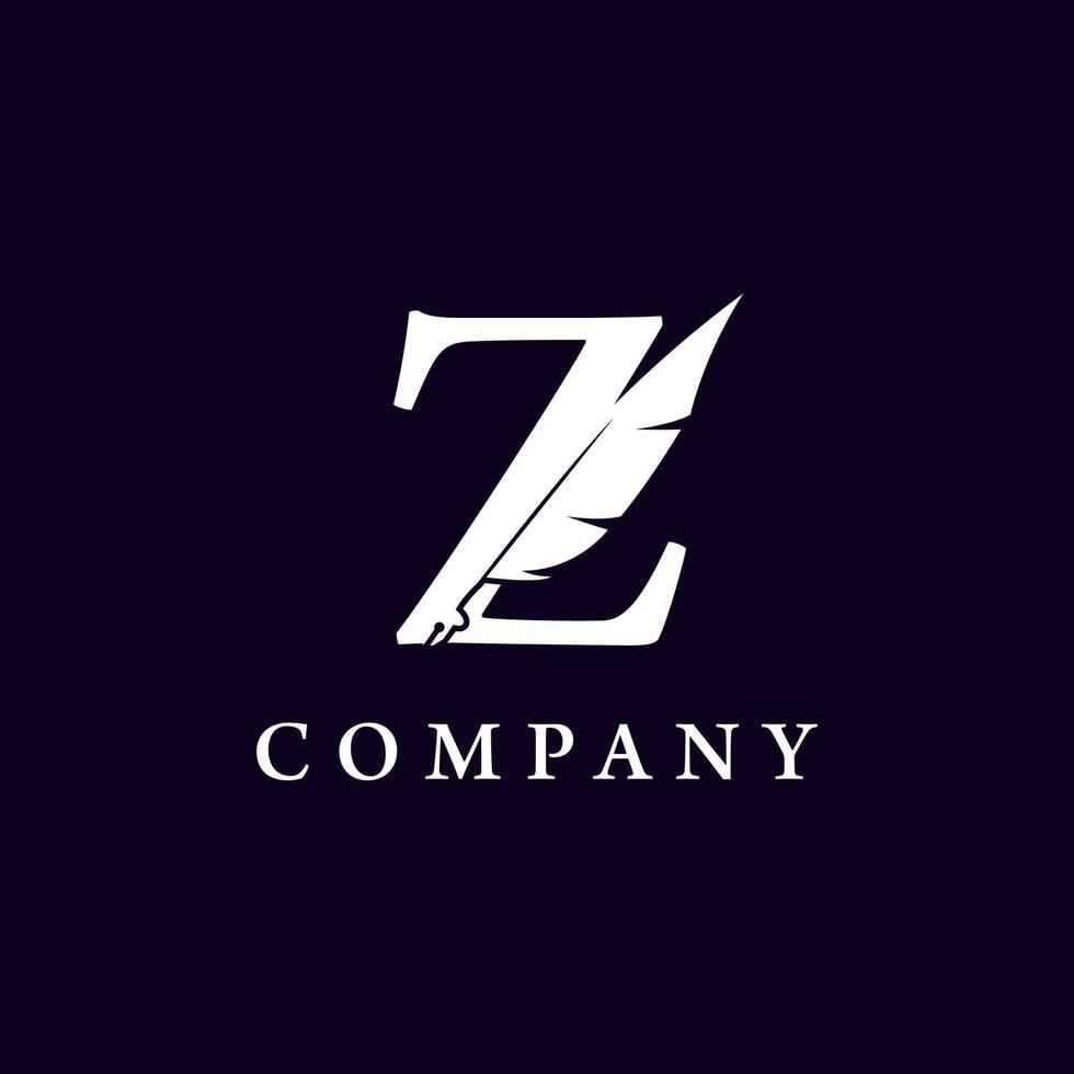 lettre z avec plume plume notaire écrivain journaliste logo design inspiration vecteur