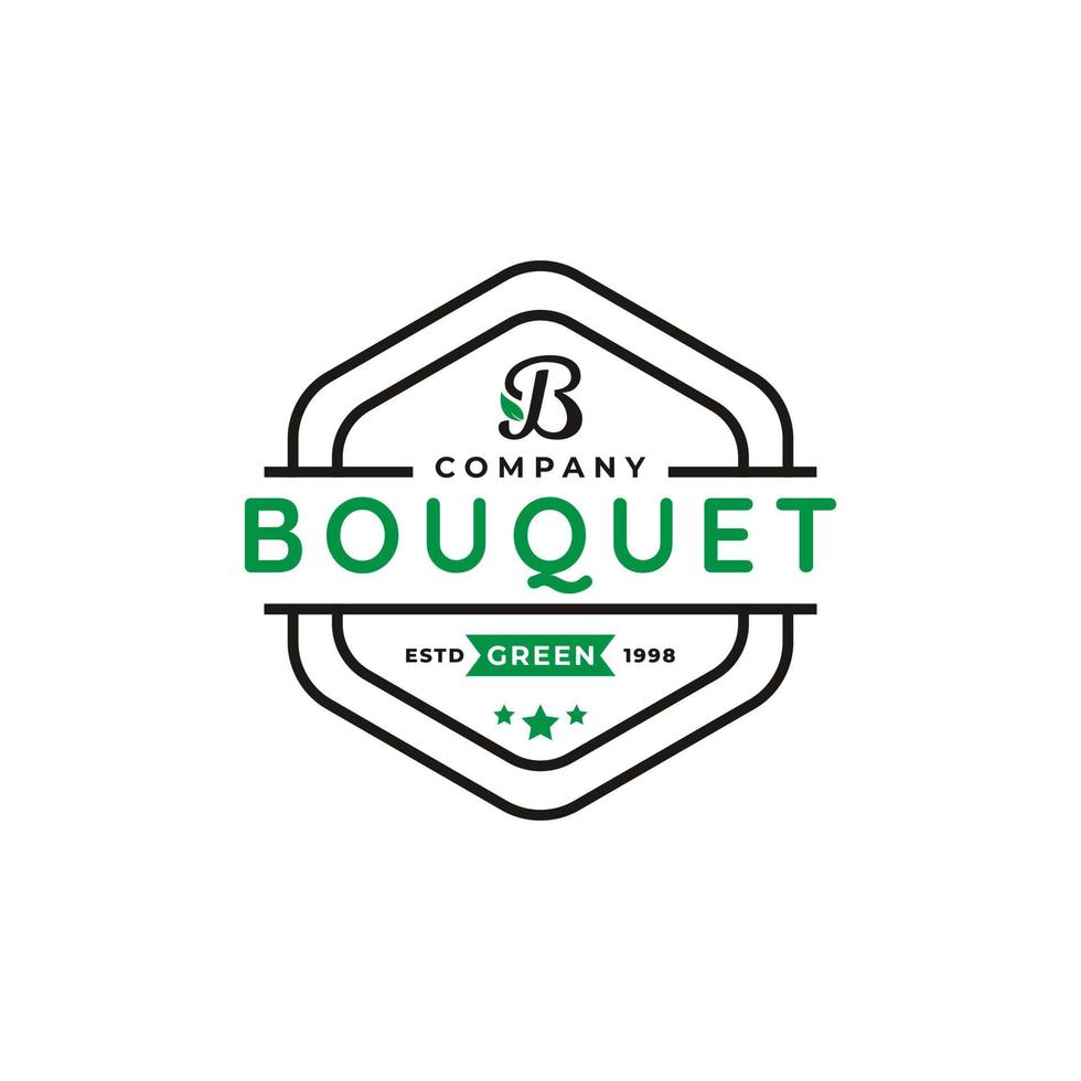 lettre initiale b et feuille pour l'inspiration de conception de logo de bouquet vintage vecteur