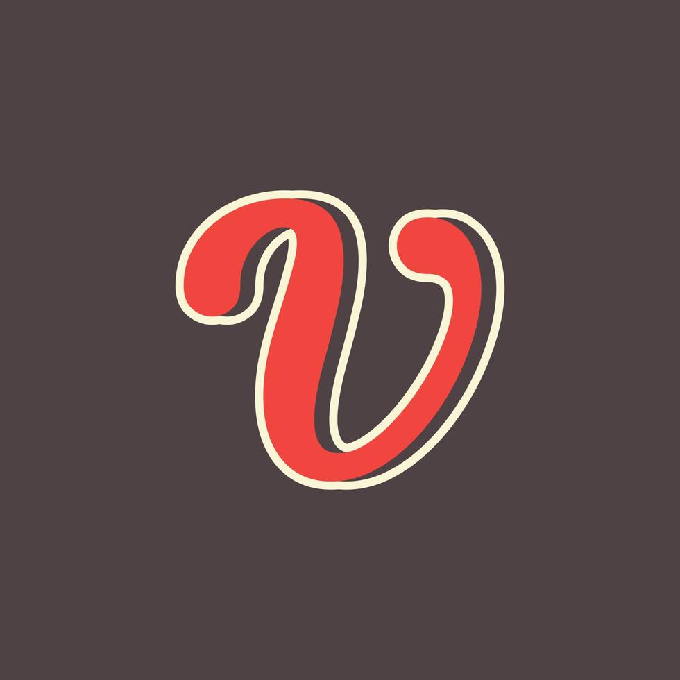 logo lettre v rétro dans un style occidental vintage avec double couche. utilisable pour les polices vectorielles, les étiquettes, les affiches, etc. vecteur