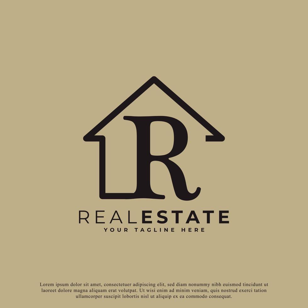 création de logo créatif lettre r maison. style linéaire géométrique de symbole de maison. utilisable pour l'immobilier, la construction, l'architecture et le logo du bâtiment vecteur