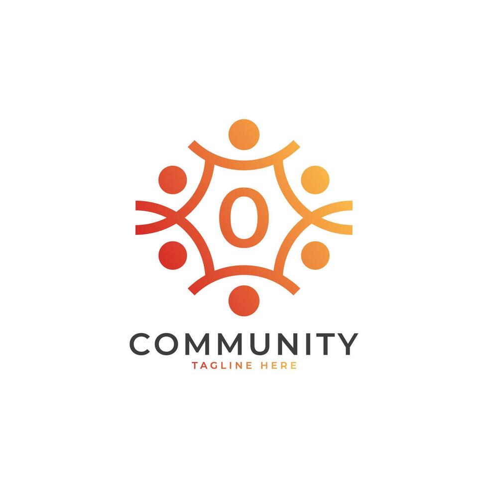 logo de la communauté numéro 0 reliant les gens. forme géométrique colorée. élément de modèle de conception de logo vectoriel plat.