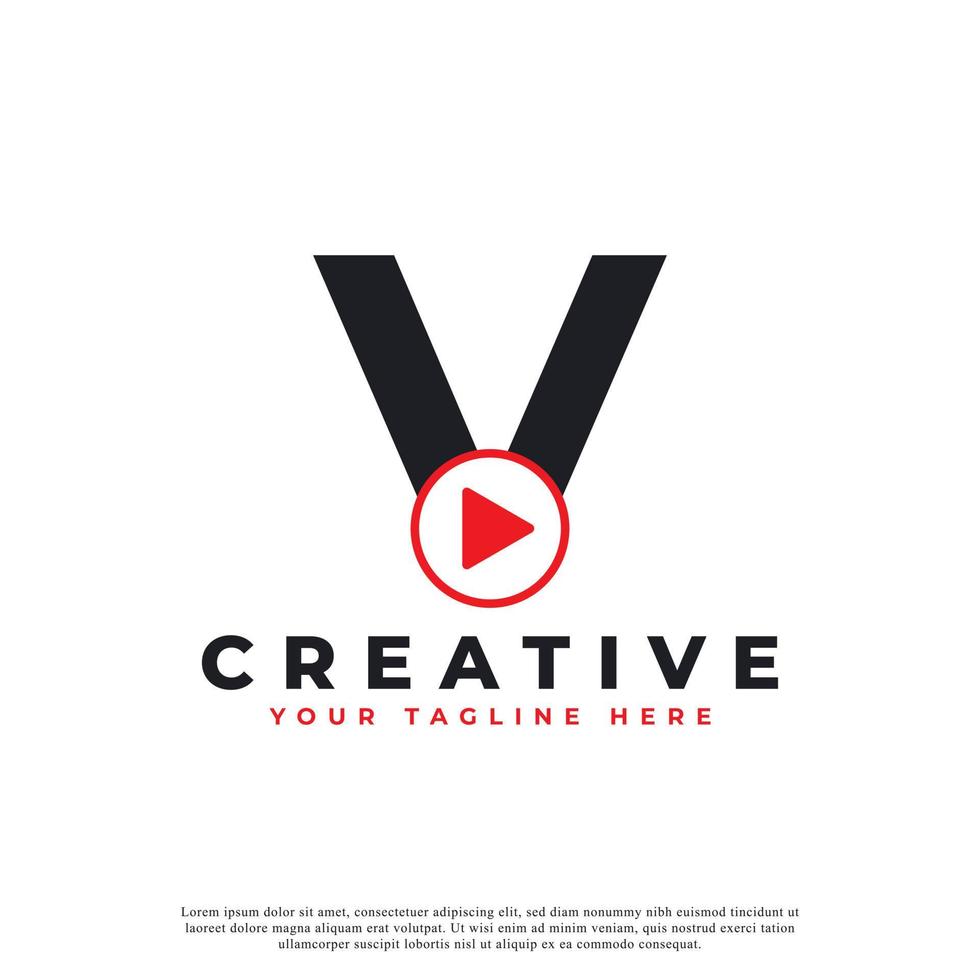 icône de lettre v de jeu moderne créatif. élément de logo musique et vidéo. utilisable pour les logos commerciaux et technologiques. vecteur