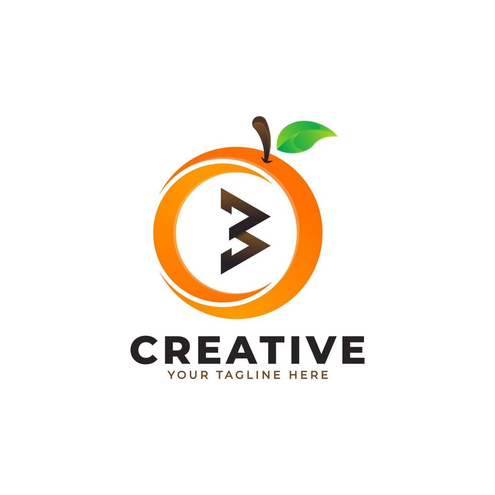 logo lettre b en fruits orange frais avec un style moderne. conceptions de logos d'identité de marque modèle d'illustration vectorielle vecteur