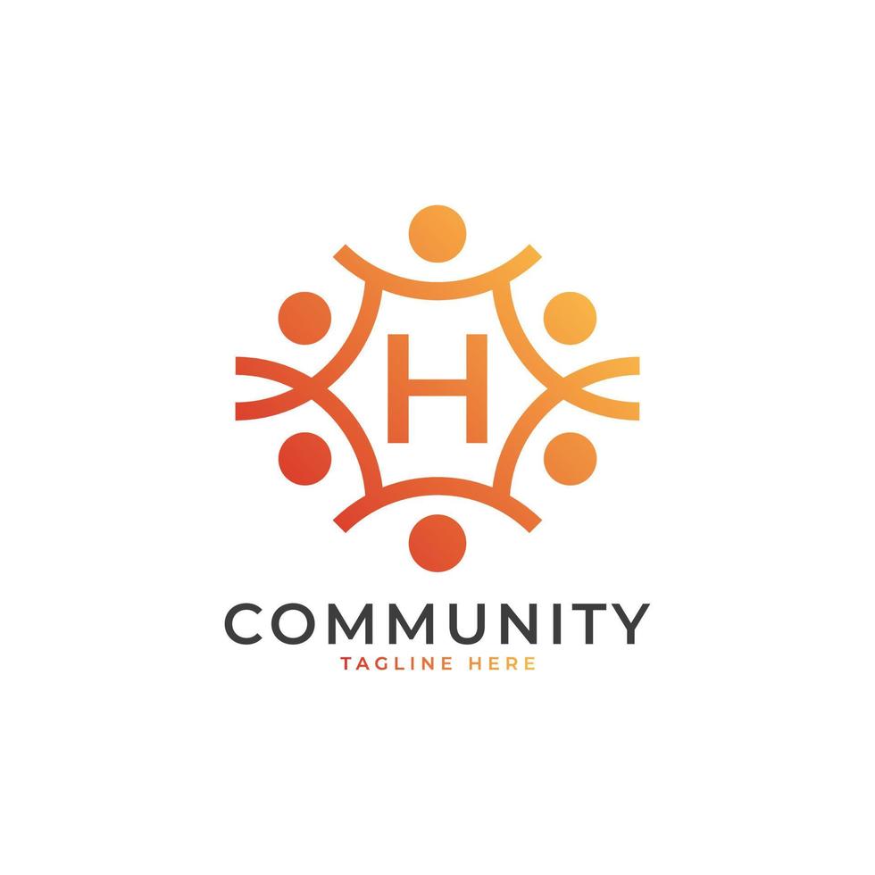 lettre initiale de la communauté h reliant le logo des personnes. forme géométrique colorée. élément de modèle de conception de logo vectoriel plat.