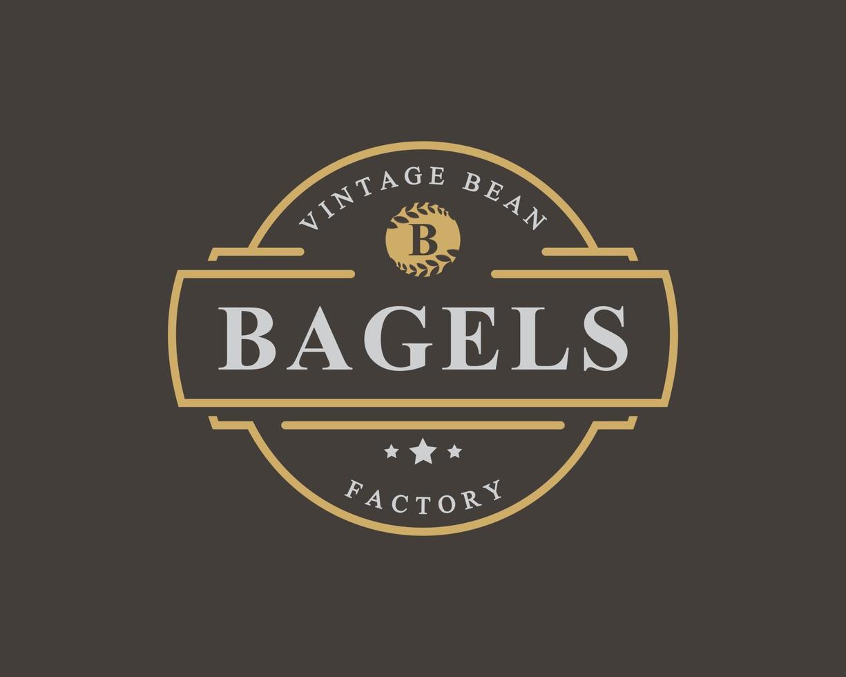 badge rétro vintage pour la lettre b pour bagels symbole de conception d'emblème de logo vecteur