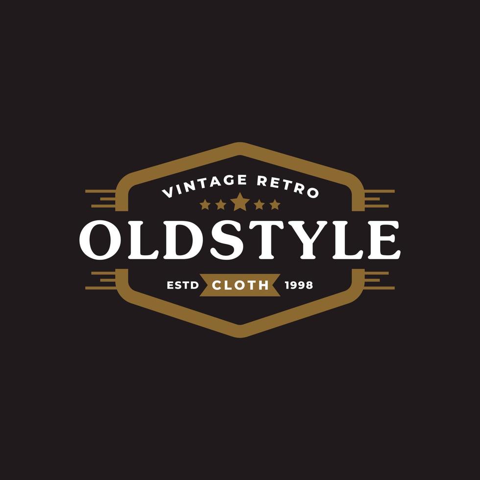 insigne d'étiquette rétro vintage classique pour vêtements vêtements élément de modèle de conception d'emblème de logo de style ancien vecteur