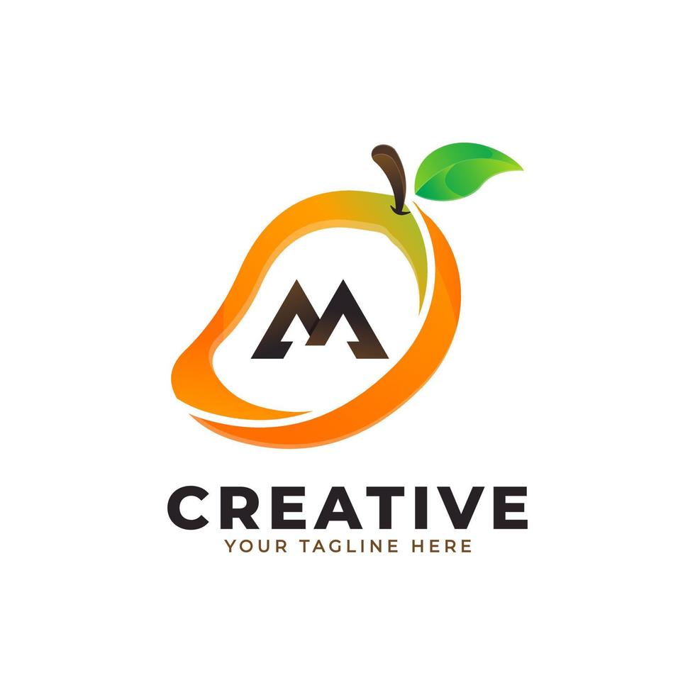 logo lettre m en mangue fraîche avec un style moderne. conceptions de logos d'identité de marque modèle d'illustration vectorielle vecteur