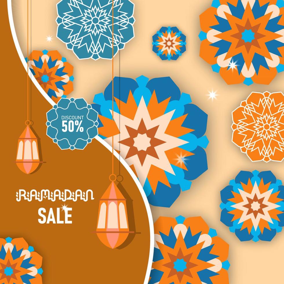 fond de vente de ramadan avec des ornements de mandala islamique vecteur