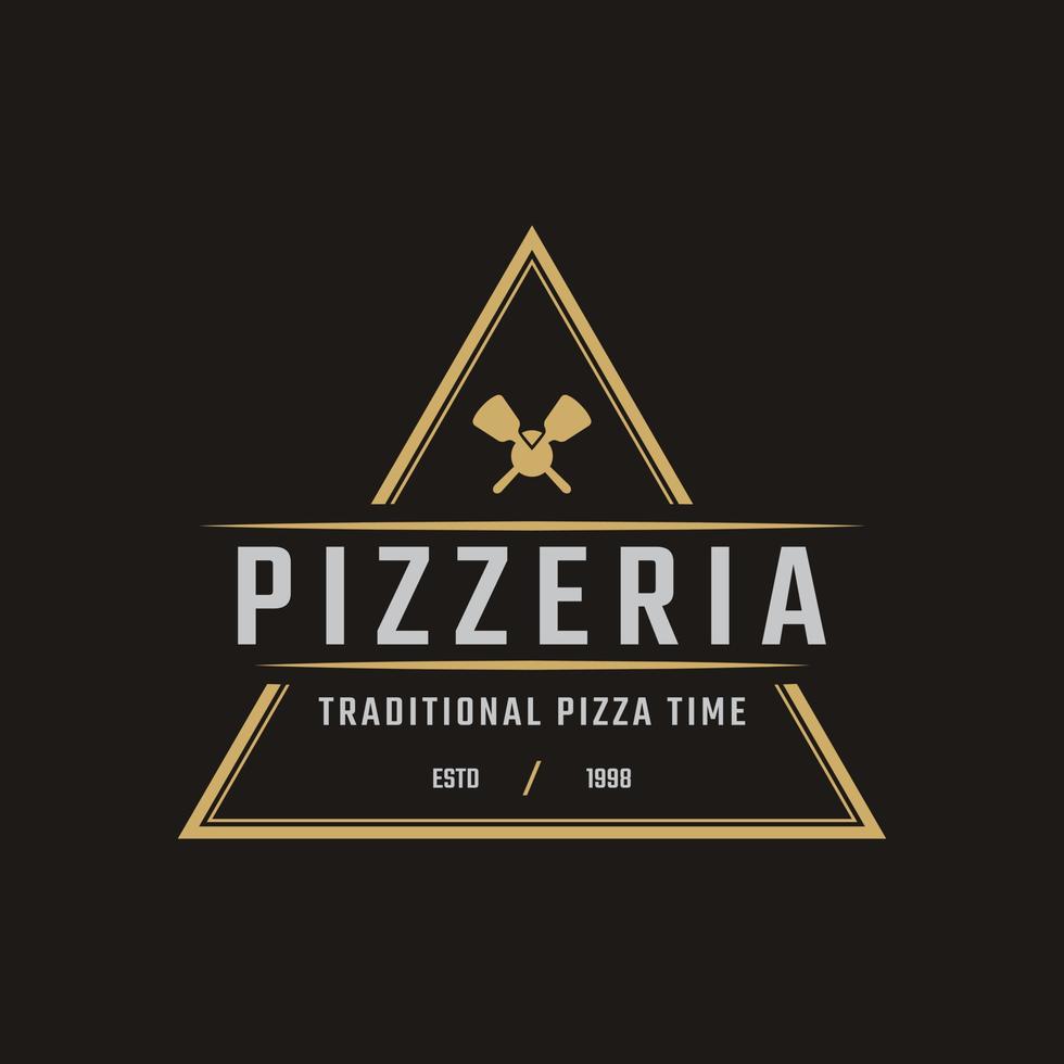 badge emblème classique vintage spatule pizza pizzeria logo design inspiration vecteur