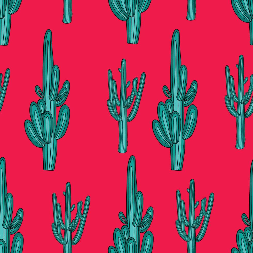 cactus sur fond rouge. modèle sans couture. illustration vectorielle vecteur