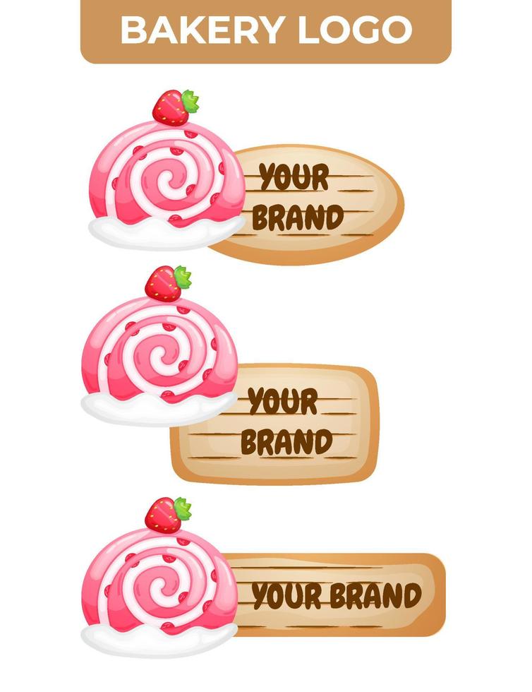 boulangerie logo nourriture et restaurant dessinés à la main en illustration de dessin animé vecteur