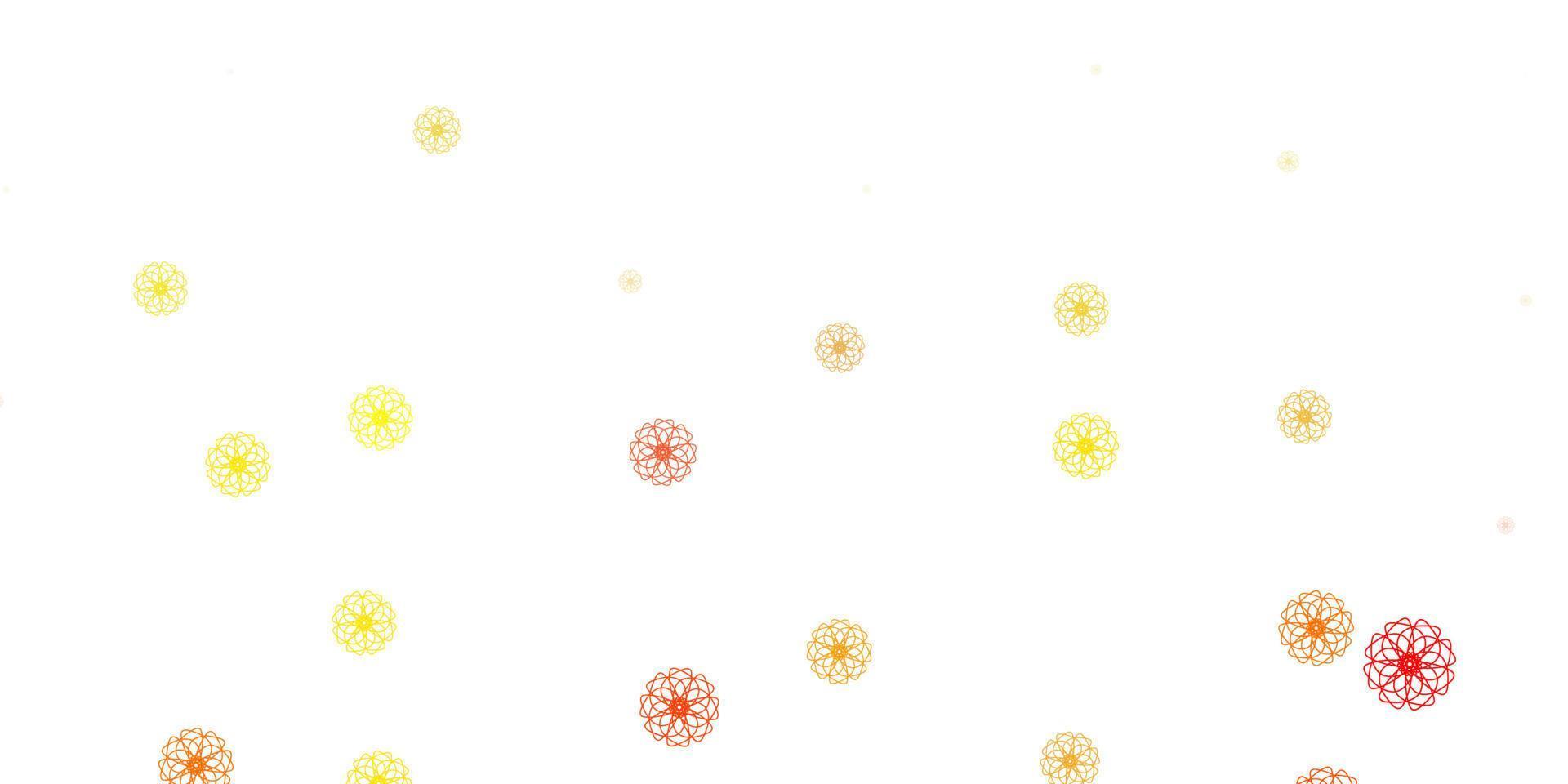 motif de doodle vecteur orange clair avec des fleurs.