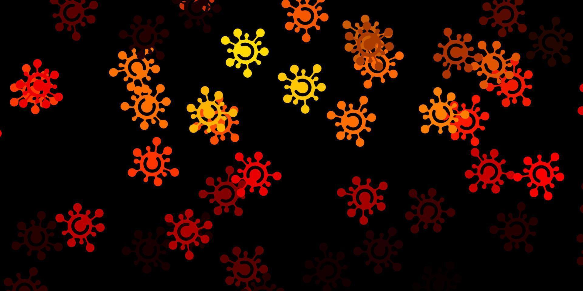 modèle vectoriel orange foncé avec des éléments de coronavirus.