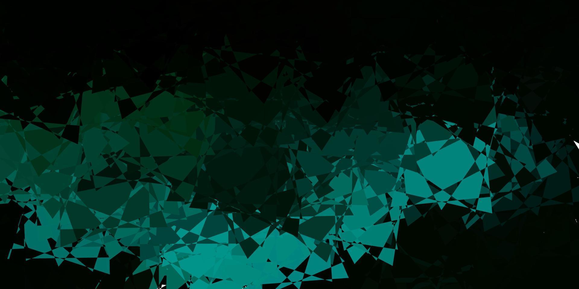 toile de fond de vecteur vert foncé avec des triangles, des lignes.
