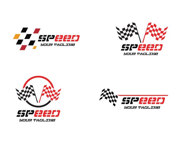Icône de drapeau de course, logo de drapeau de course design simple vecteur