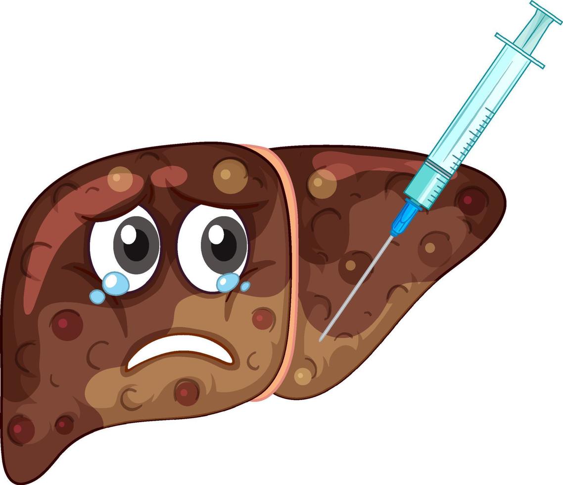 Fibrose du foie avec l'expression du visage sur fond blanc vecteur