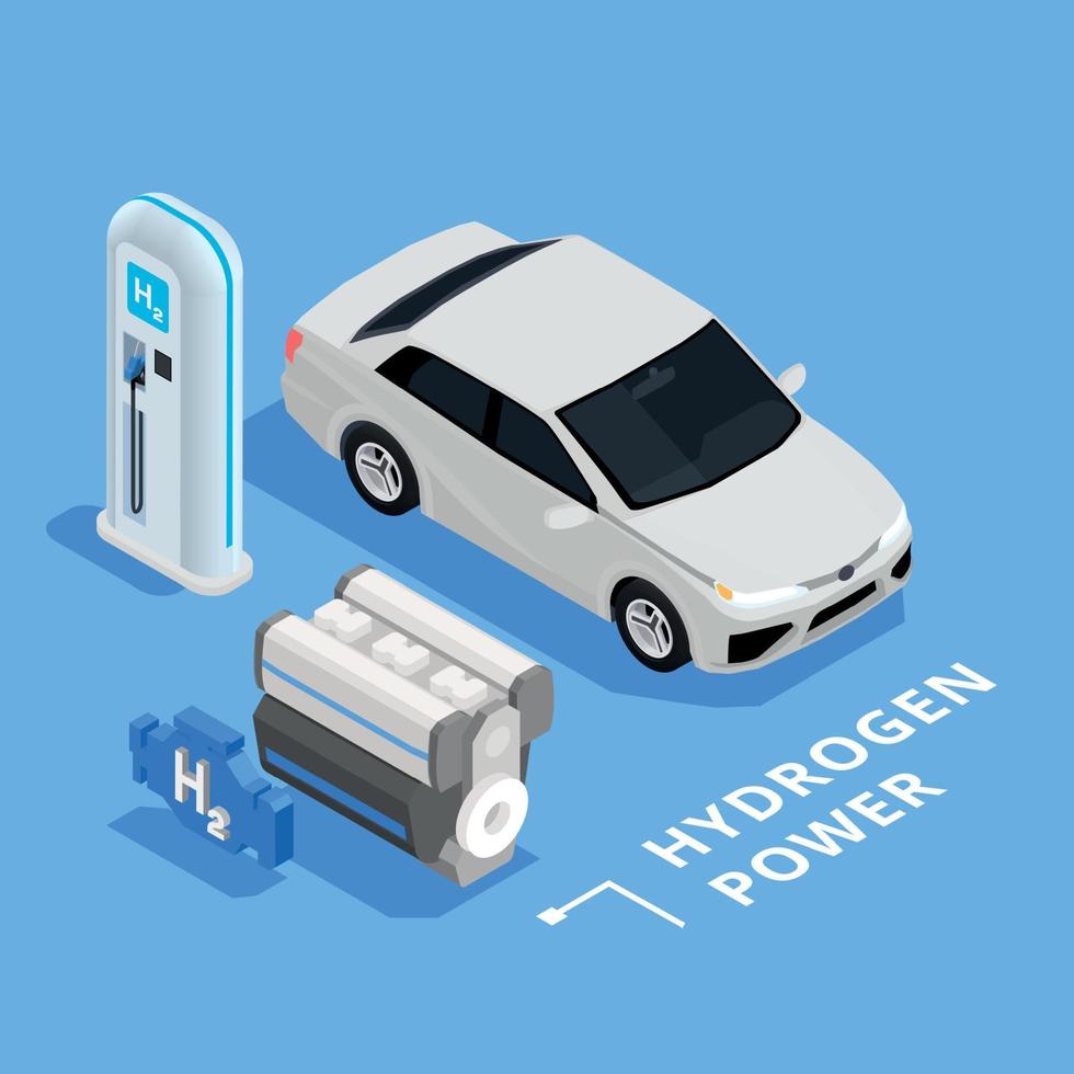 illustration isométrique de la station d'hydrogène vecteur