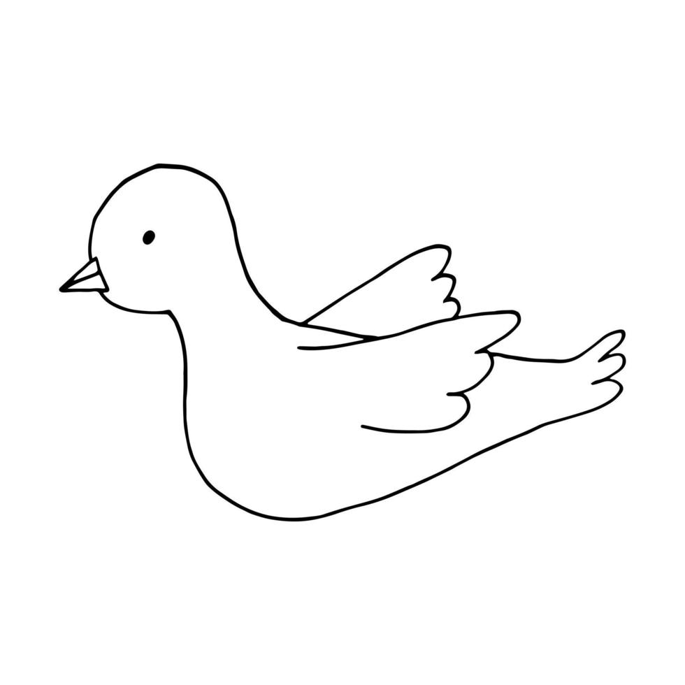 colombe doodle dessiné à la main. , scandinave, oiseau autocollant icône minimalisme nordique vecteur
