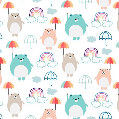 Ours mignon et parapluie de fond pour les enfants. Illustration vectorielle vecteur