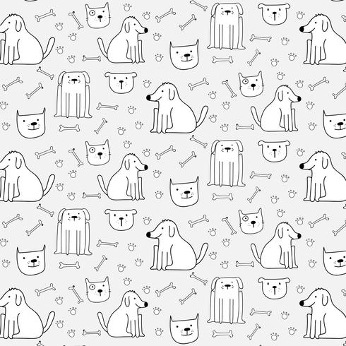 Hand Drawn Cute Dogs de fond. Illustration vectorielle vecteur